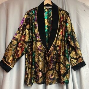 AC sport 16 W sheer jacket, festive  jewel tone metallic, material multicolored